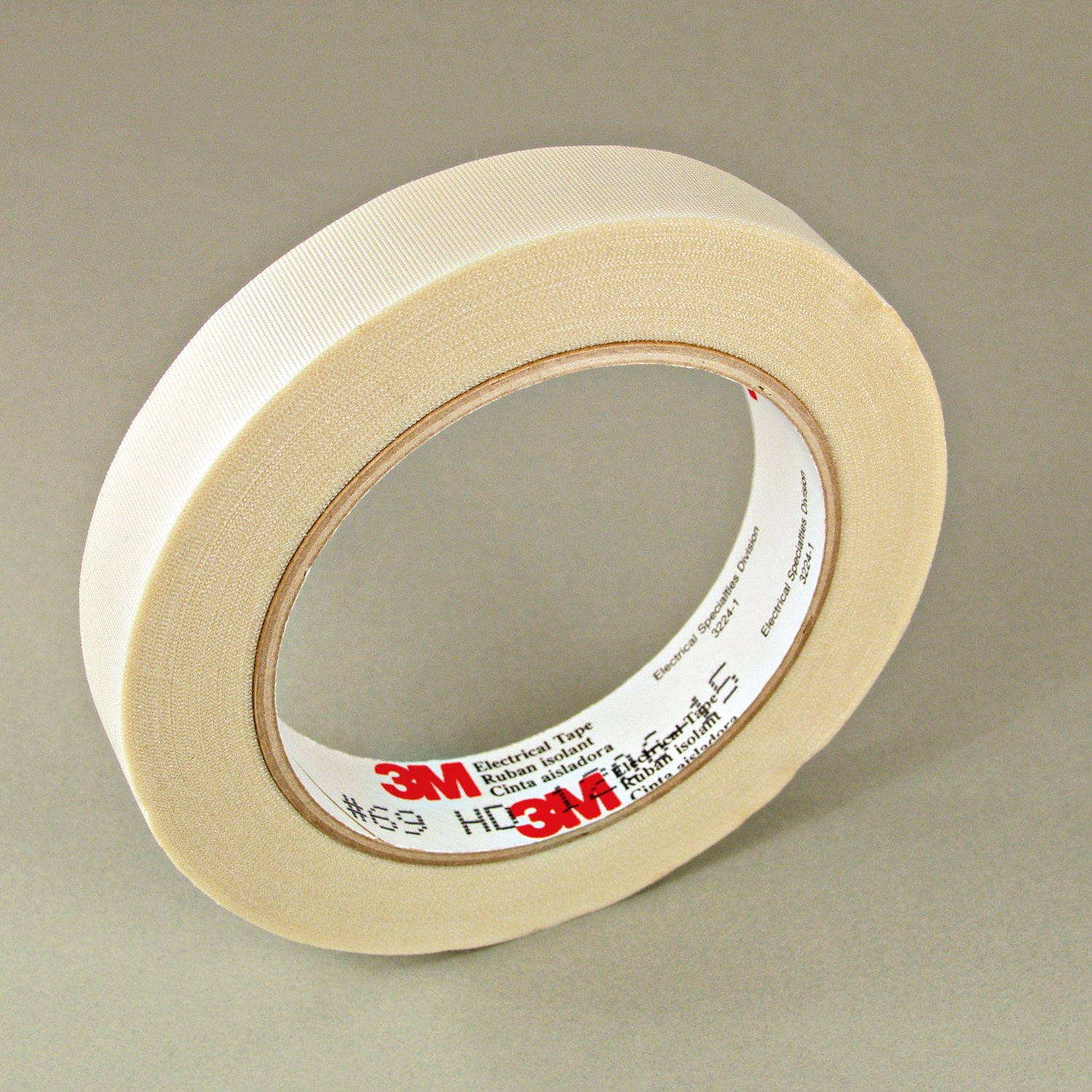 3/8" 3M 69 Glass Cloth Electrical Tape (3M69) with Silicone Adhesive 180°C, white, 3/8" wide x  36 YD roll