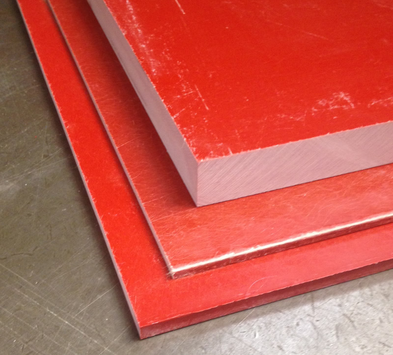 .750" (3/4" thick) GPO-3 H900 Fiberglass-Reinforced Polyester Laminate Sheet 155°C, red,  48"W x 96"L sheet