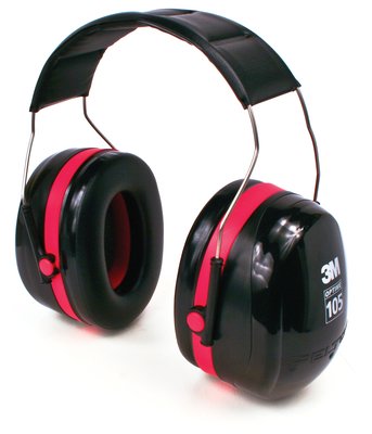 3M Peltor Optime 105 Over-the-Head Earmuffs, H10A, red/black, 10 per CASE