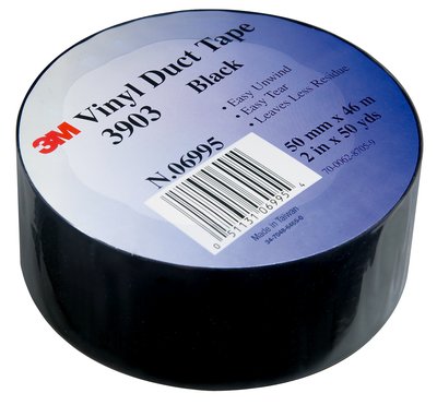 2" 3M 3903 Vinyl Duct Tape with Rubber Adhesive, black, 2" wide x  50 YD roll, 24 rolls per CASE