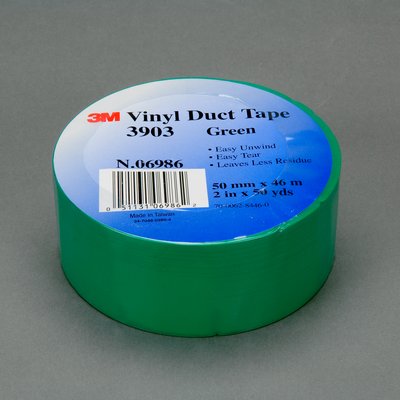 2" 3M 3903 Vinyl Duct Tape with Rubber Adhesive, green, 2" wide x  50 YD roll, 24 rolls per CASE