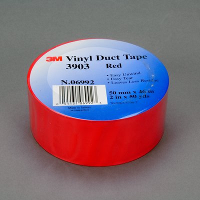 2" 3M 3903 Vinyl Duct Tape with Rubber Adhesive, red, 2" wide x  50 YD roll, 24 rolls per CASE