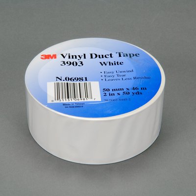 2" 3M 3903 Vinyl Duct Tape with Rubber Adhesive, white, 2" wide x  50 YD roll, 24 rolls per CASE