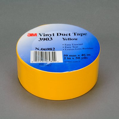 2" 3M 3903 Vinyl Duct Tape with Rubber Adhesive, yellow, 2" wide x  50 YD roll, 24 rolls per CASE