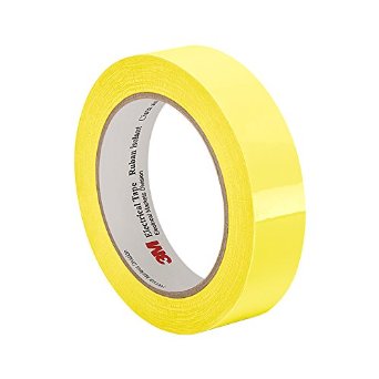 1/2" 3M 1318 Polyester Film Electrical Tape with Acrylic Adhesive 130°C, yellow, 1/2" wide x  72 YD roll