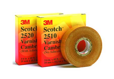 3/4" 3M Scotch 2520 Varnished Cambric Tape with Non-Corrosive Adhesive, yellow, 3/4" wide x  36 YD roll
