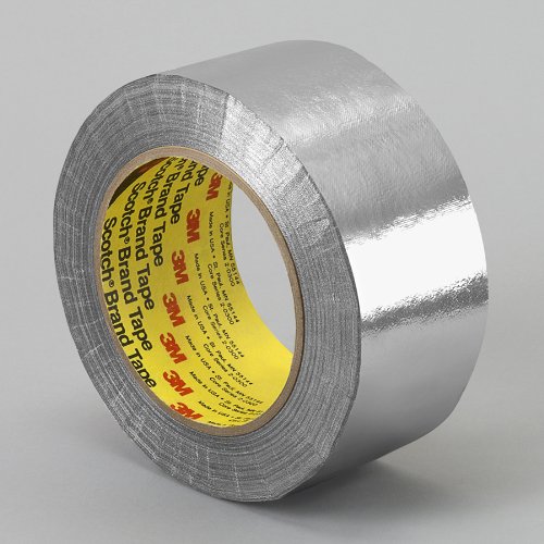 1" 3M 363 High Temperature Aluminum Foil/Glass Cloth Tape with Silicone Adhesive, silver, 1" wide x  36 YD roll