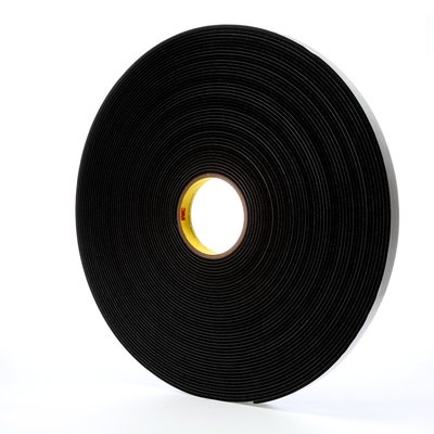 1" 3M 4508 Single Coated Vinyl Foam Tape with Acrylic Adhesive, black, 1" wide x  36 YD roll