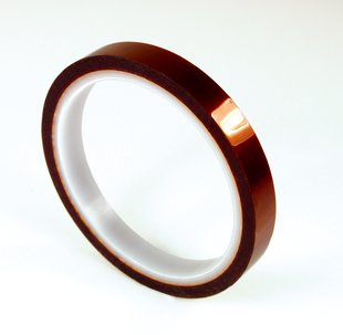 1" 3M 92 Polyimide Film Electrical Tape with Silicone Adhesive 180°C, amber, 1" wide x  36 YD roll