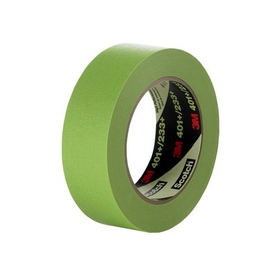 18 mm 3M 401+ High Performance Green Masking Tape with Rubber Adhesive, green, 18 mm wide x  60 YD roll, 48 rolls per CASE