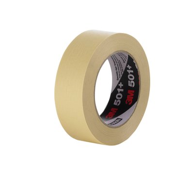 24 mm 3M 501+ Specialty High Temperature Masking Tape with Rubber Adhesive, tan, 24 mm wide x  60 YD roll, 36 rolls per CASE