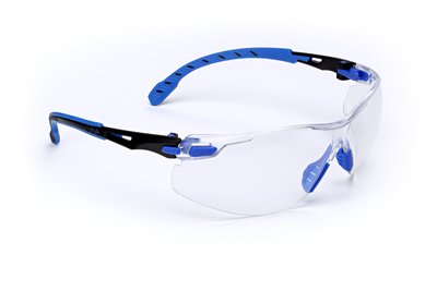 3M Solus S1101SGAF Protective Eyewear with Clear Scothgard Anti-Fog Lens, black/blue, 20 per CASE