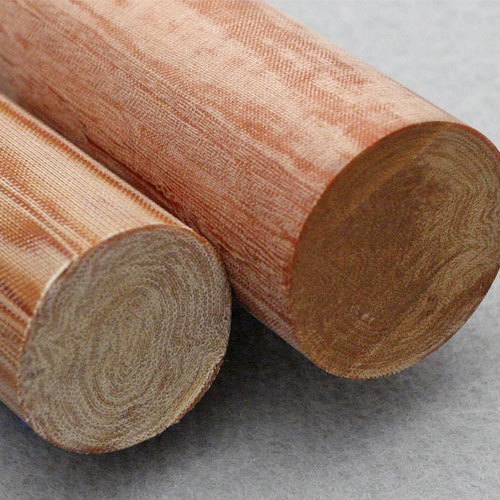1-1/4" thick LE Linen Cotton-Cloth Reinforced Phenolic Laminate Rod 130°C, natural, 4 FT length rod