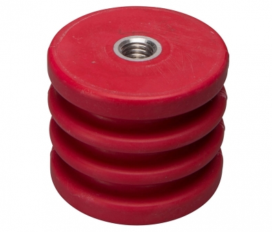 3213-A6 Mar-Bal Apparatus Center Post 3000 Series Round Standoff Insulator, 2.5kV, Round Shape, 1/2-13 x 5/8, 2-1/8" height x 2-1/2" diameter, Aluminum Insert, Red, EACH