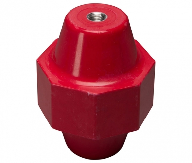 5350-A5 Mar-Bal Octagon Center Post 5000 Series Standoff Insulator, 5kV, Octagon Shape, 3/8-16 x 9/16, 3-1/2" height x 2-1/2" diameter, Aluminum Insert, Red, EACH