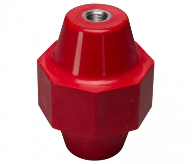 5350-A6 Mar-Bal Octagon Center Post 5000 Series Standoff Insulator, 5kV, Octagon Shape, 1/2-13 x 5/8, 3-1/2" height x 2-1/2" diameter, Aluminum Insert, Red, EACH
