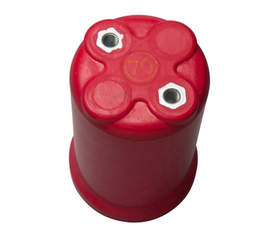 6600-S10 4 x 2 Red Mar-Bal 6000 Series-15kV Insulators Round Standoff Insulator, 15kV, Round Shape, 3/8-16 x 5/8, 6" height x 3-3/4" diameter, Steel Insert, Red, EACH