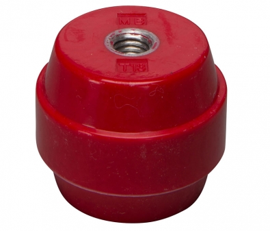 R4150-A4 Mar-Bal Round 4000 Series Standoff Insulator, 1.5kV, Round Shape, 3/8-16 x 3/8, 1-1/2" height x 1-3/4" diameter, Aluminum Insert, Red, EACH