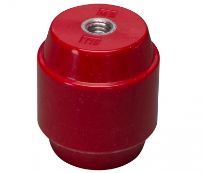 R4200-A5 Mar-Bal Round 4000 Series Standoff Insulator, 2.5kV, Round Shape, 3/8-16 x 9/16, 2" height x 1-3/4" diameter, Aluminum Insert, Red, EACH