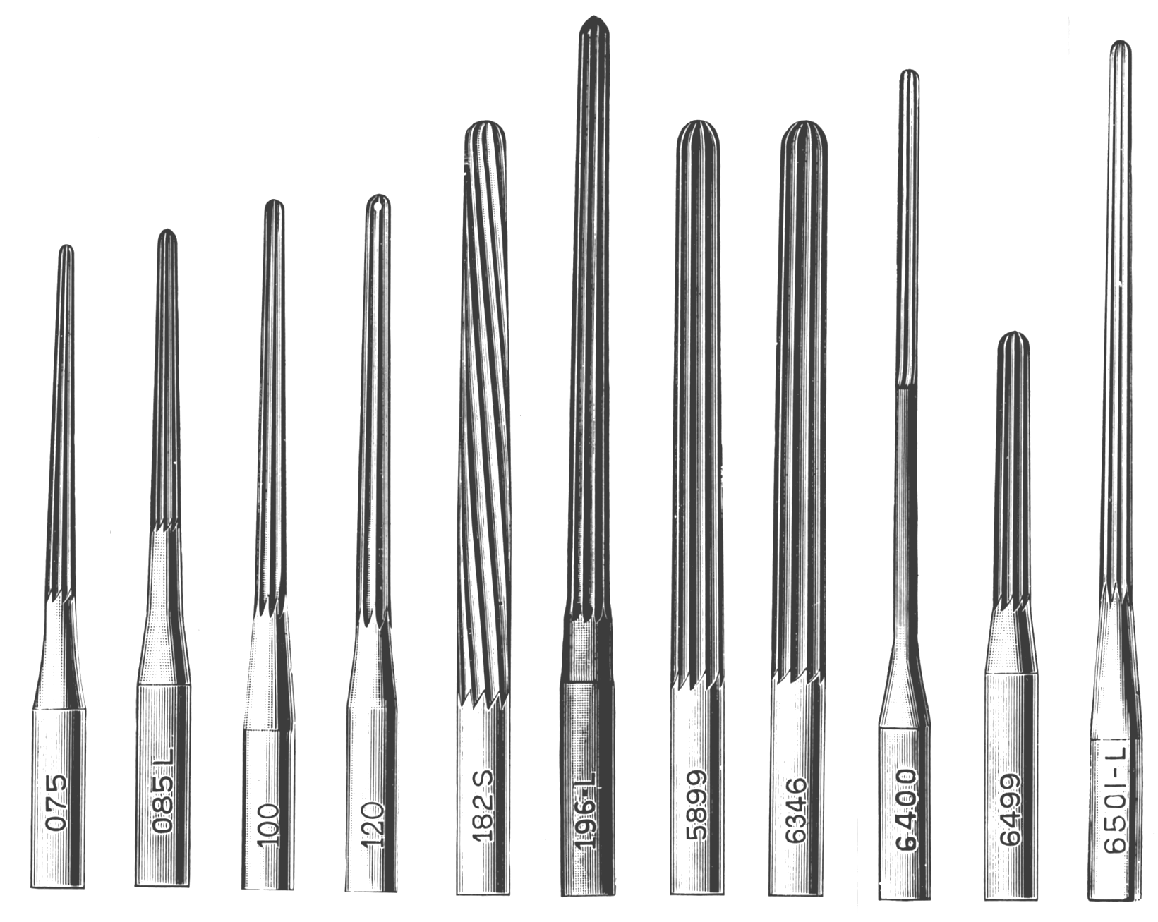 High Speed Steel Rotary Finning Burs, various types (see datasheet)