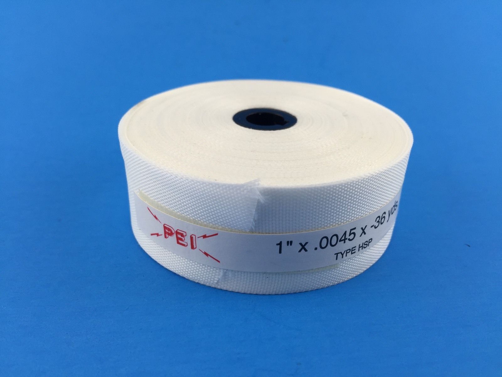 1/2" HSP 1236 .005" thick Heat Shrinkable Polyester Tape 155°C, white, 1/2" wide x  36 YD roll
