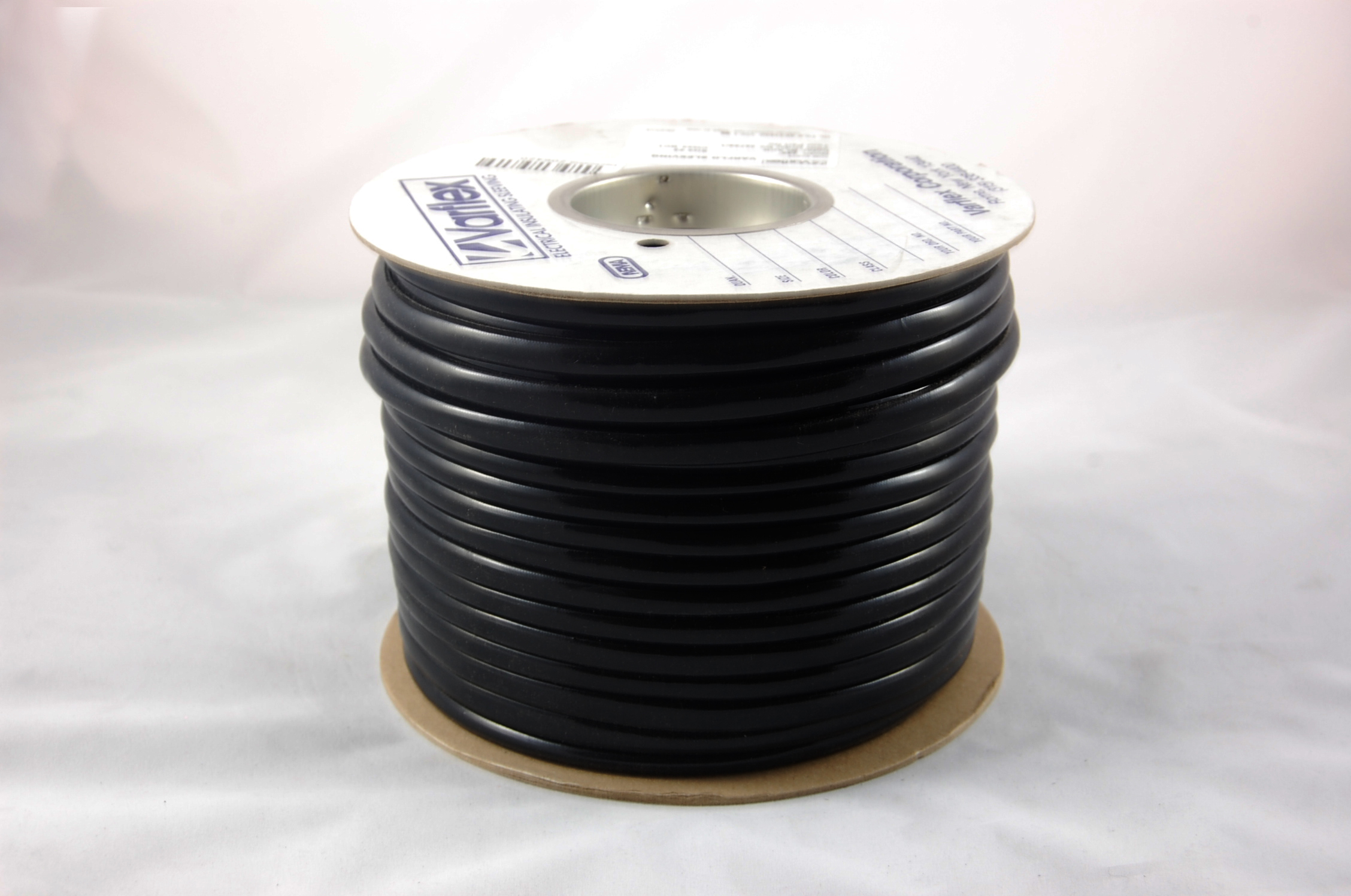 1/2" AWG Varflo Grade B-C-1 (2500V) Vinyl Coated Braided Fiberglass Sleeving 130°C, black, 100 FT per spool